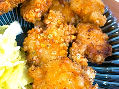 ふりふりあられ(ぶぶあられ)でカリカリ唐揚げ